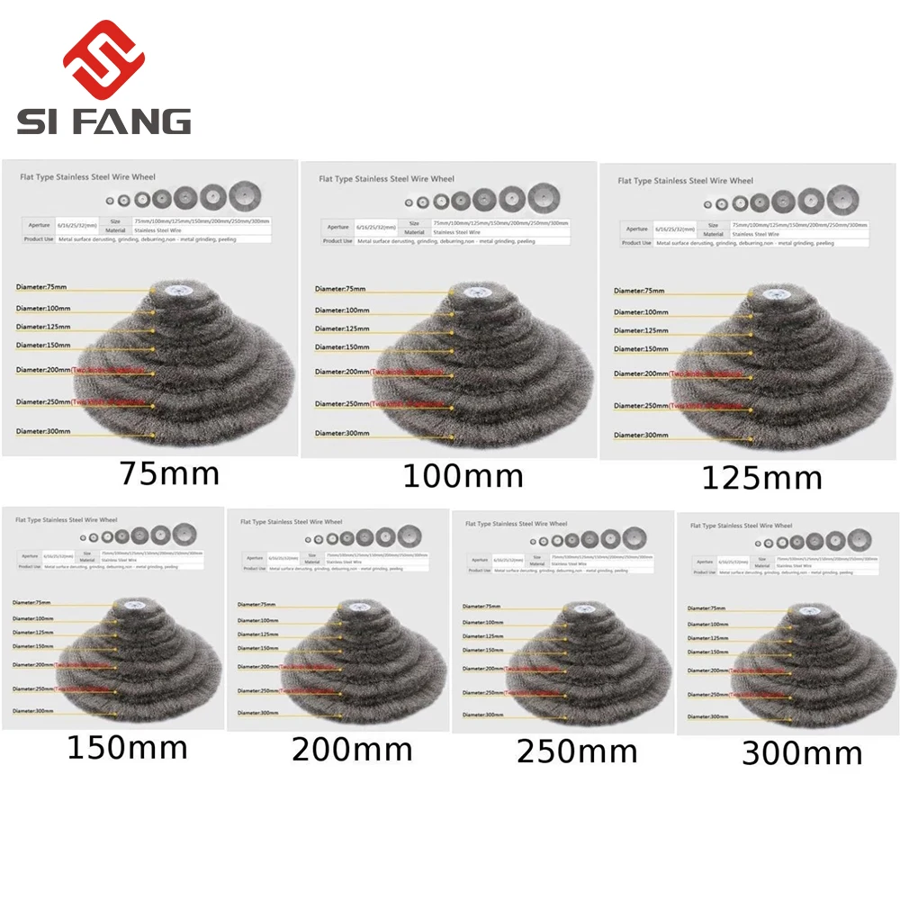 75/100/125/150/200/250/300mm Steel Wire Brush Wire Wheels Brush Round For Bench Grinder Deburring Tool Cleaning Rust Polishing