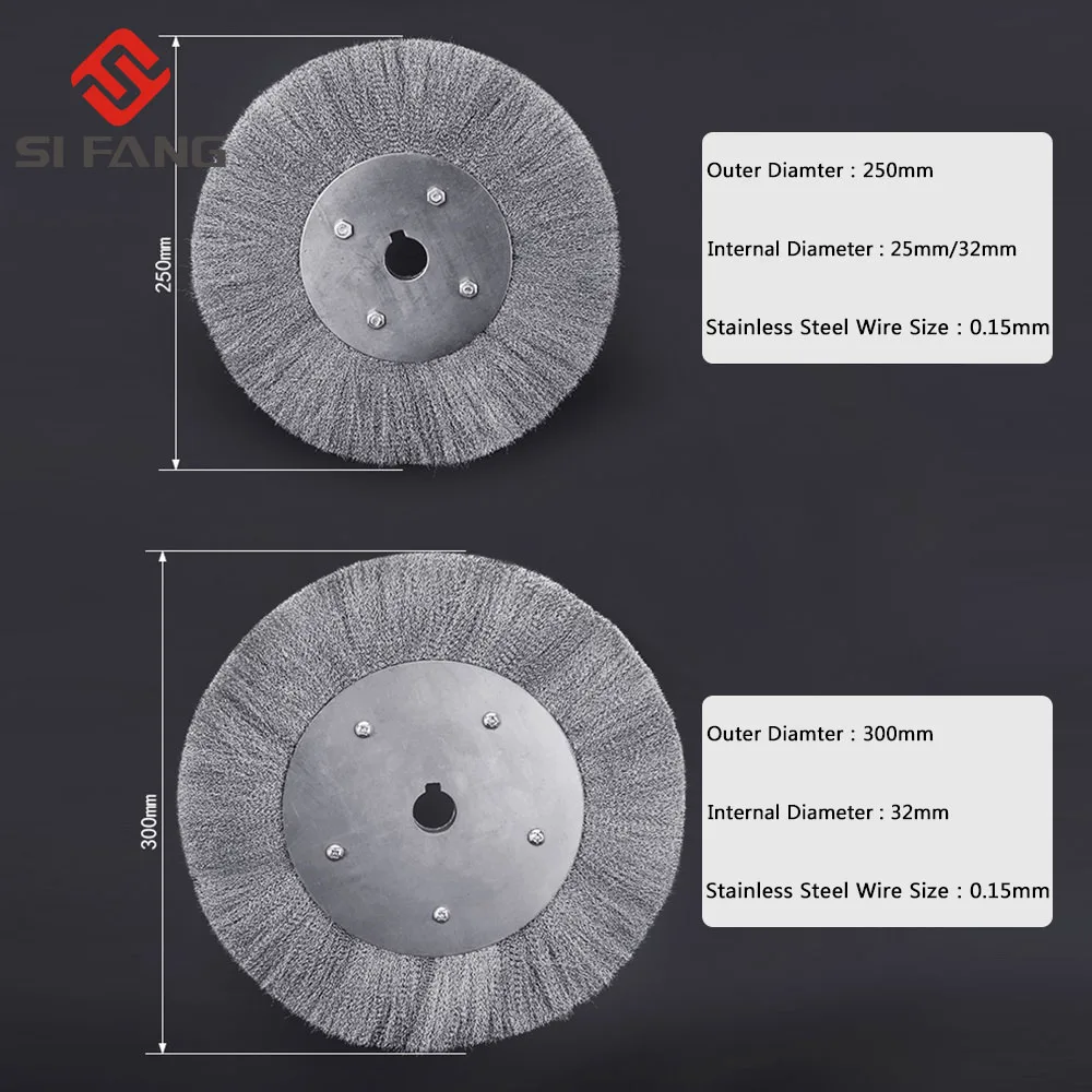 75/100/125/150/200/250/300mm Steel Wire Brush Wire Wheels Brush Round For Bench Grinder Deburring Tool Cleaning Rust Polishing