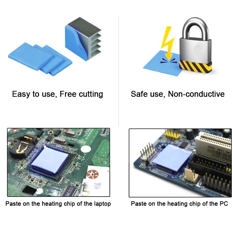 6pcs Thermal Pad 30x30mm Notebook Computer Router Memory Graphics Chip Cooling Non-Conductive Silicone 0.3MM 0.5MM 1.0MM