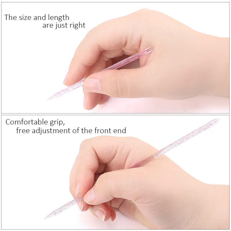20/50/100 Pcs/Lot Crystal Nail Stick Double Side Cuticle Pusher Remover Tools Reusable Colorful Stick Nail Art Care Manicure Set