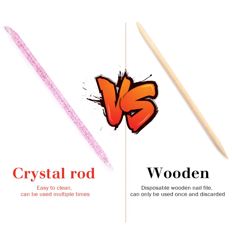 20/50/100 Pcs/Lot Crystal Nail Stick Double Side Cuticle Pusher Remover Tools Reusable Colorful Stick Nail Art Care Manicure Set
