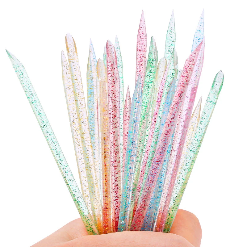 20/50/100 Pcs/Lot Crystal Nail Stick Double Side Cuticle Pusher Remover Tools Reusable Colorful Stick Nail Art Care Manicure Set