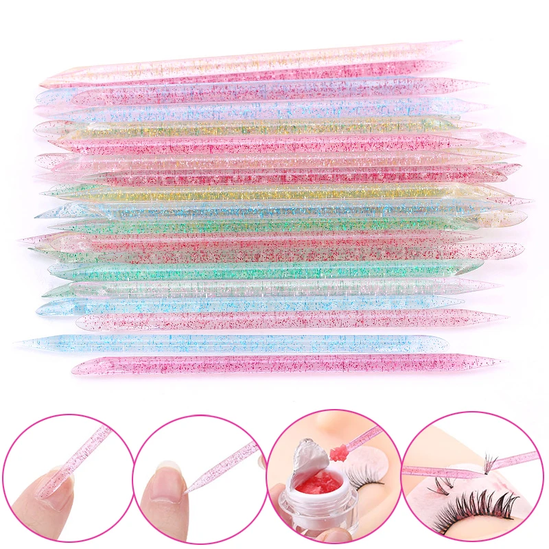 20/50/100 Pcs/Lot Crystal Nail Stick Double Side Cuticle Pusher Remover Tools Reusable Colorful Stick Nail Art Care Manicure Set