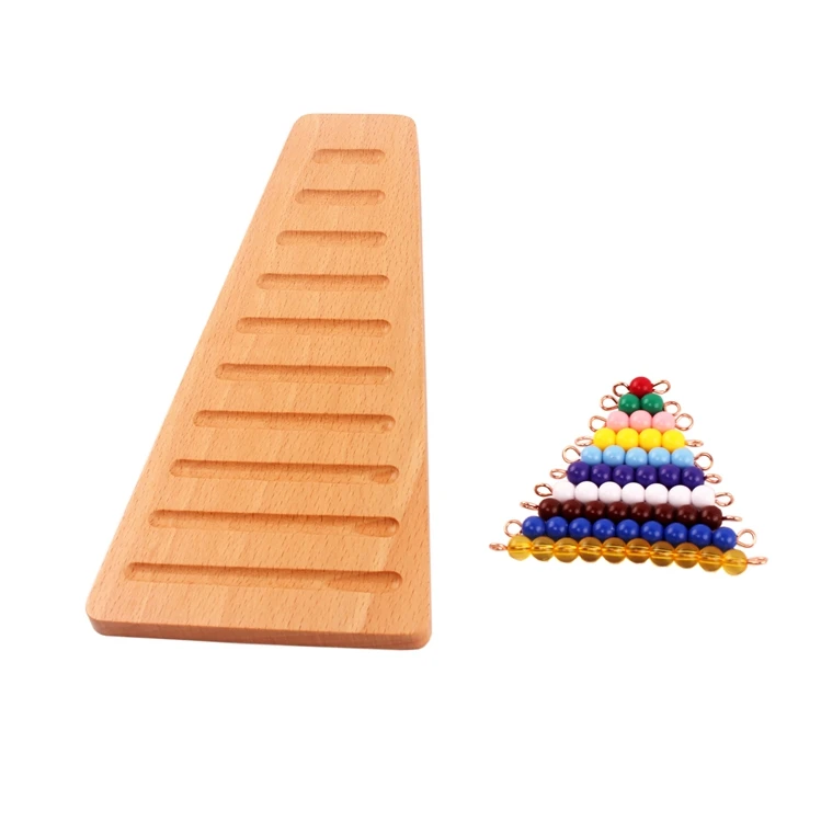 Montessori Wood Bead Toy Colored Bead Stairs with Tray 1-10 Beads Math Early Childhood Education Preschool Training Learning Toy
