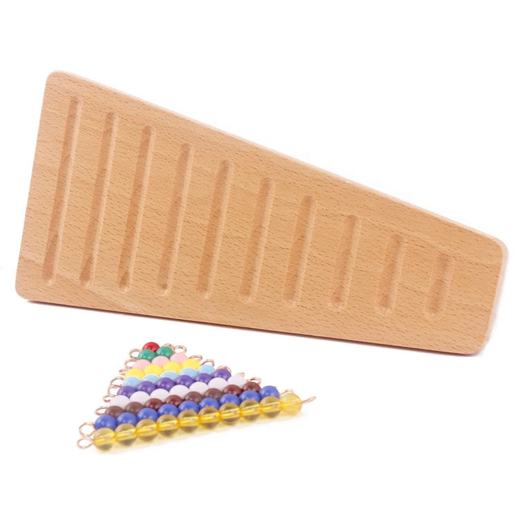Montessori Wood Bead Toy Colored Bead Stairs with Tray 1-10 Beads Math Early Childhood Education Preschool Training Learning Toy