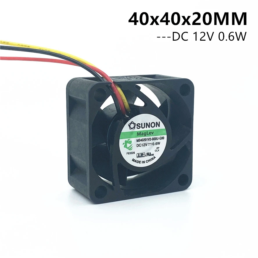 New Maglev SUNON 4CM 40MM 40*40*20MM Server Cooling Fan DC12V 0.6W MB40201V2-000U-G99  Super Silence Fan 3pin