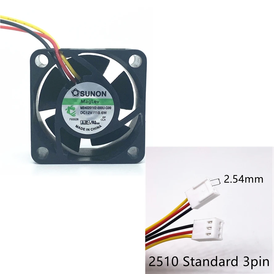 New Maglev SUNON 4CM 40MM 40*40*20MM Server Cooling Fan DC12V 0.6W MB40201V2-000U-G99  Super Silence Fan 3pin