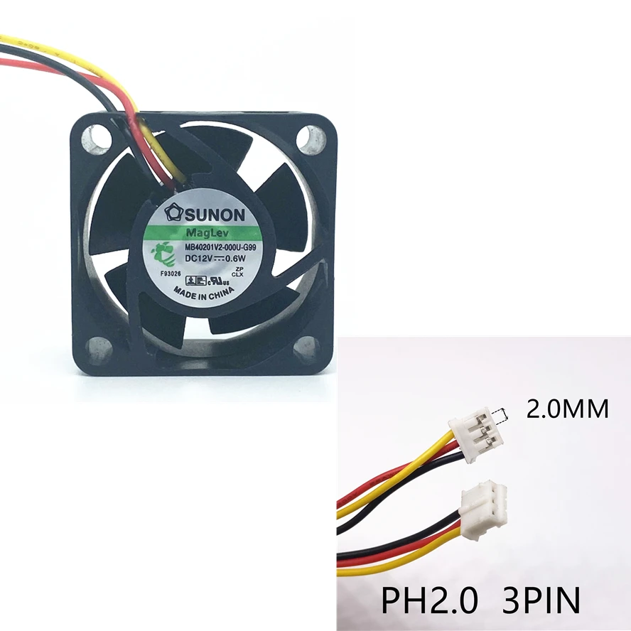 New Maglev SUNON 4CM 40MM 40*40*20MM Server Cooling Fan DC12V 0.6W MB40201V2-000U-G99  Super Silence Fan 3pin