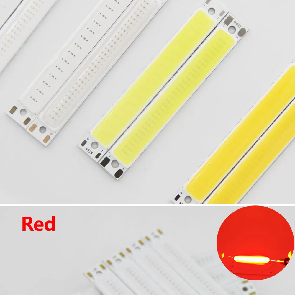 60x8mm LED COB Strip for Bicycle Taillights 1.5W 3W 2V 3V DC Warm White Blue Red COB LED Light Source for DIY Work Lamp