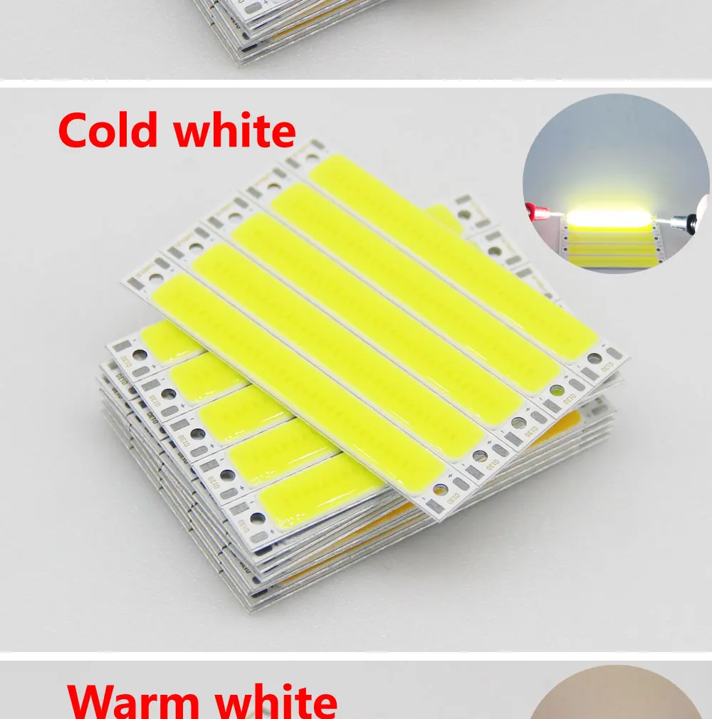 60x8mm LED COB Strip for Bicycle Taillights 1.5W 3W 2V 3V DC Warm White Blue Red COB LED Light Source for DIY Work Lamp