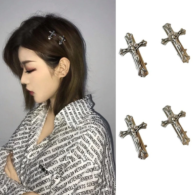 2021 New Punk Cross Skull Jesus Make Old Metal Hair Grip Hair Claw Accessories For Women Girl Hair Clip Party Gifts