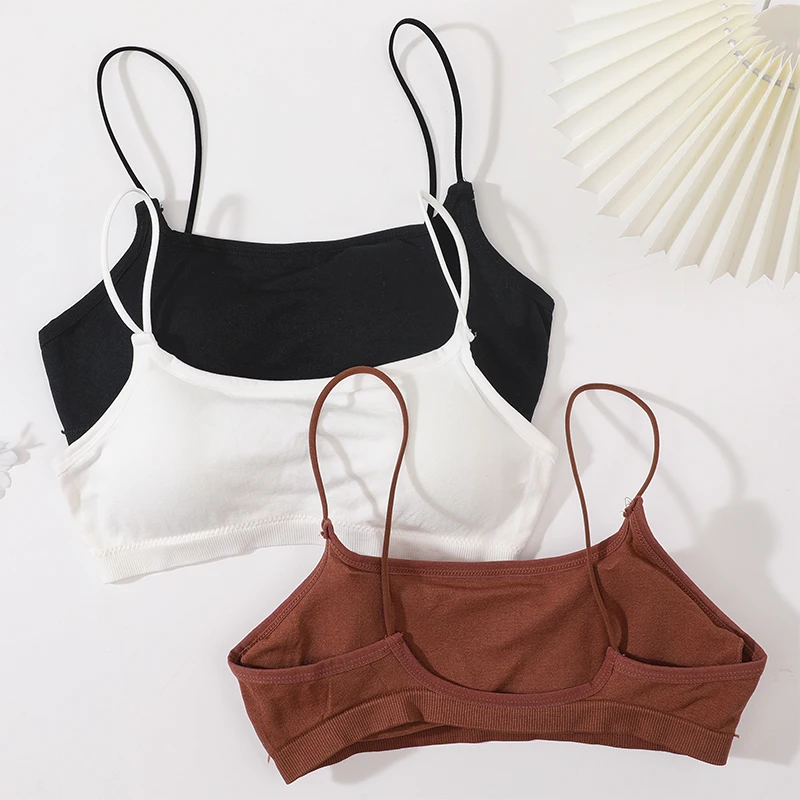 Seamless Bra Women Tube Top Ribbed Underwear Low Back Square Neck Sexy Lingerie Backless Bandeau Removable Pads Tube Bra M-XL