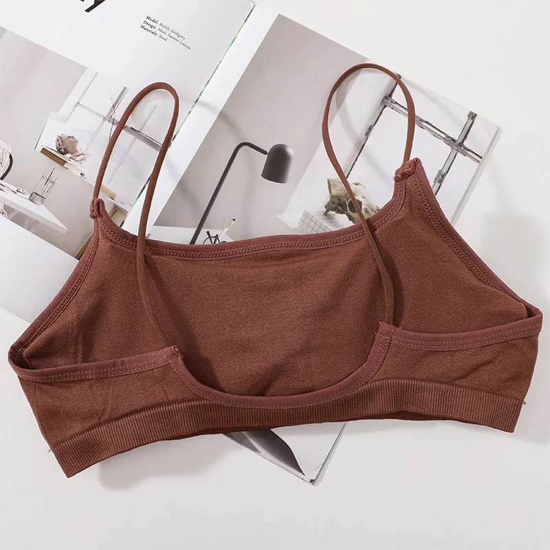 Seamless Bra Women Tube Top Ribbed Underwear Low Back Square Neck Sexy Lingerie Backless Bandeau Removable Pads Tube Bra M-XL