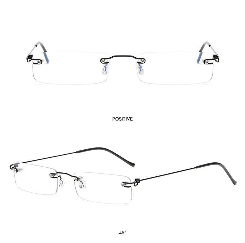Sighttoo Anti-Blue Light Rimless Reading Glasses New Readers Ultralight Coating Frameless Glasses Reading With Pen Tube Case Men
