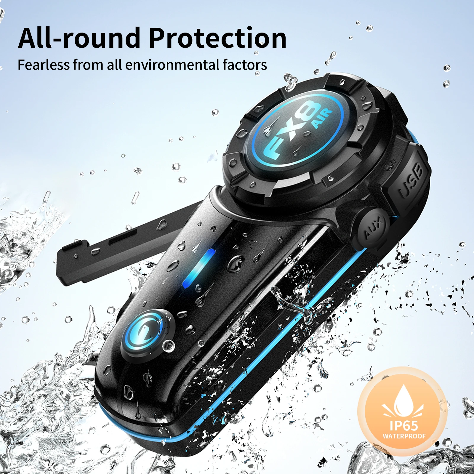 2pcs Fodsports FX8 AIR Motorcycle Helmet Intercom Wireless Bluetooth Headset Interphone,4 Riders 1000m,FM Radio