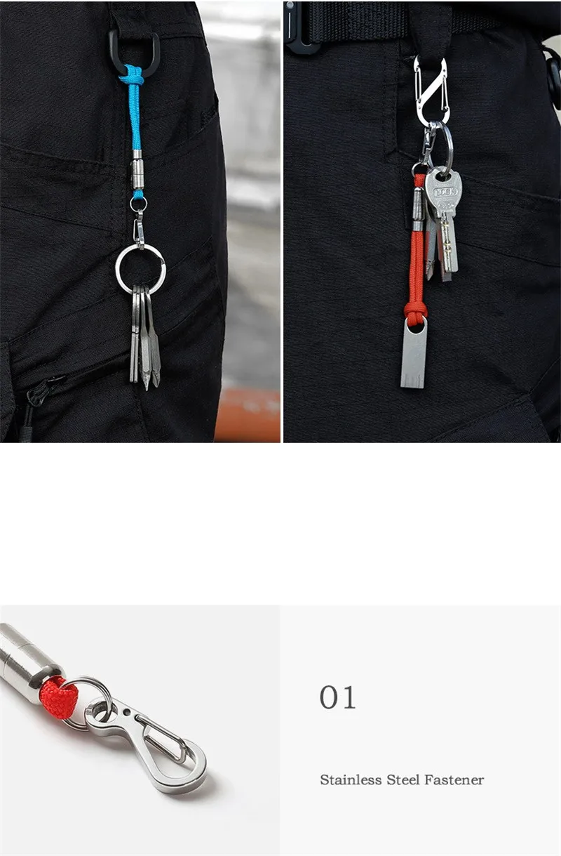 Outdoor Keychain Lanyard Stainless Steel Fixed Buckle Jewelry Lanyard Multi-function Key Ring Backpack Key Ring Wrist Lanyards