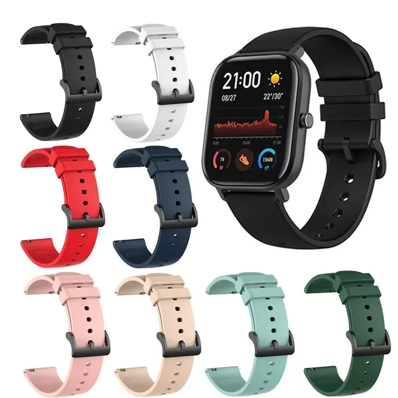 10 Colors Wrist Strap For Amazfit Bip Watchbands For Xiaomi Huami Amazfit Bip U / Bip S / GTS 2 / GTR 2 / Silicone Strap Correa