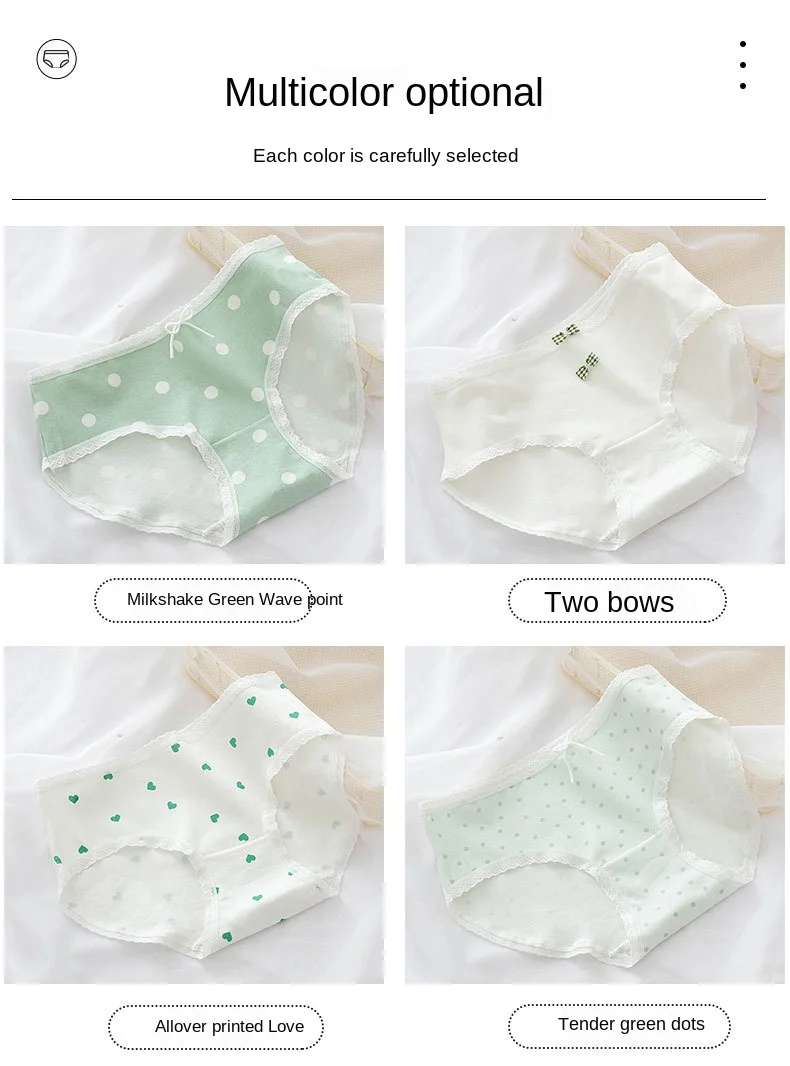 New Women's Cotton Underwear Sexy Printing Panties Fashion Girl Bow Briefs Mid Waist Seamless Underpants female Lingerie