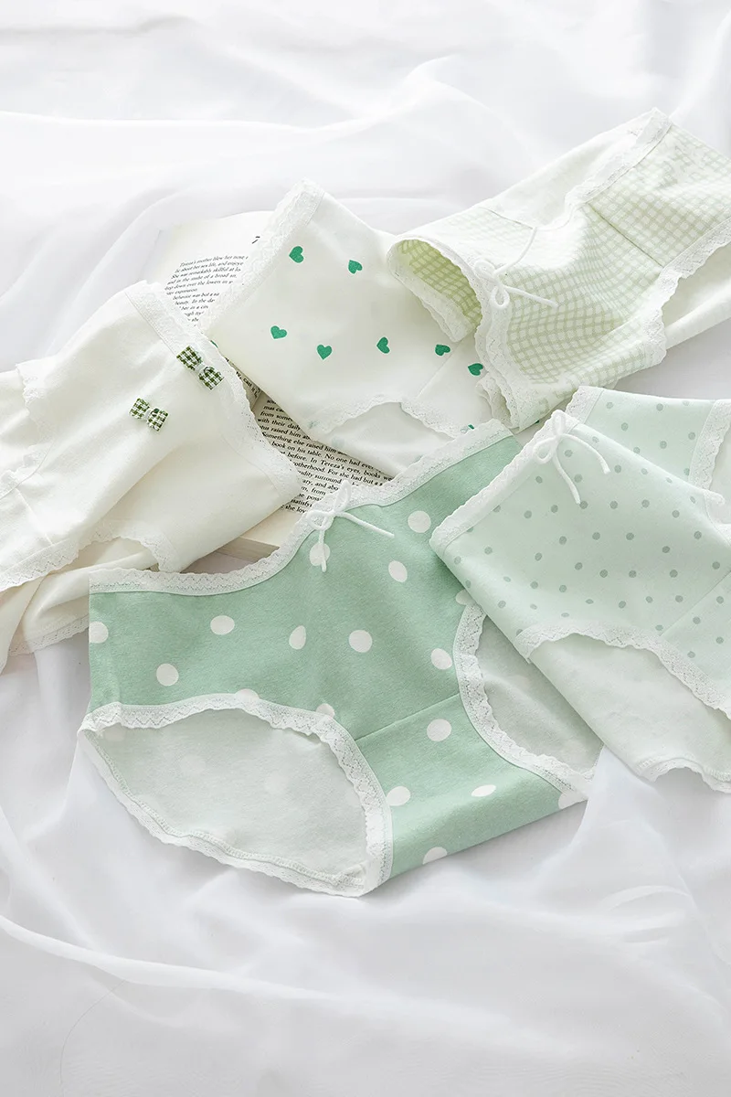 New Women's Cotton Underwear Sexy Printing Panties Fashion Girl Bow Briefs Mid Waist Seamless Underpants female Lingerie