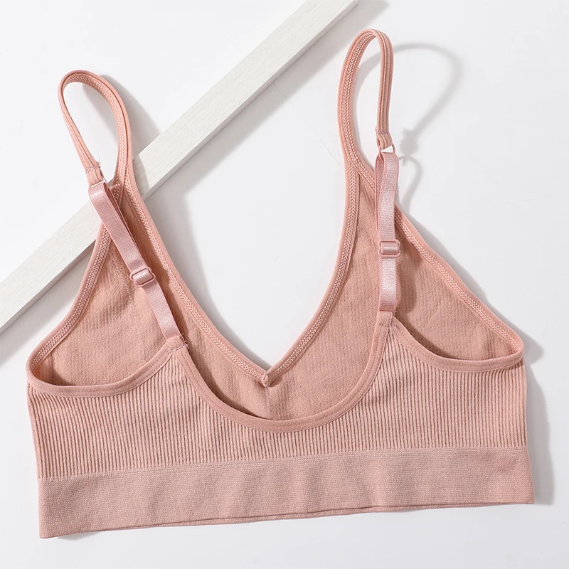 Women Seamless Bra And Panties Set U-Shape Back Crop Top Low Rise Thong Comfort Bralette Female Underwear Sexy Lingerie Set