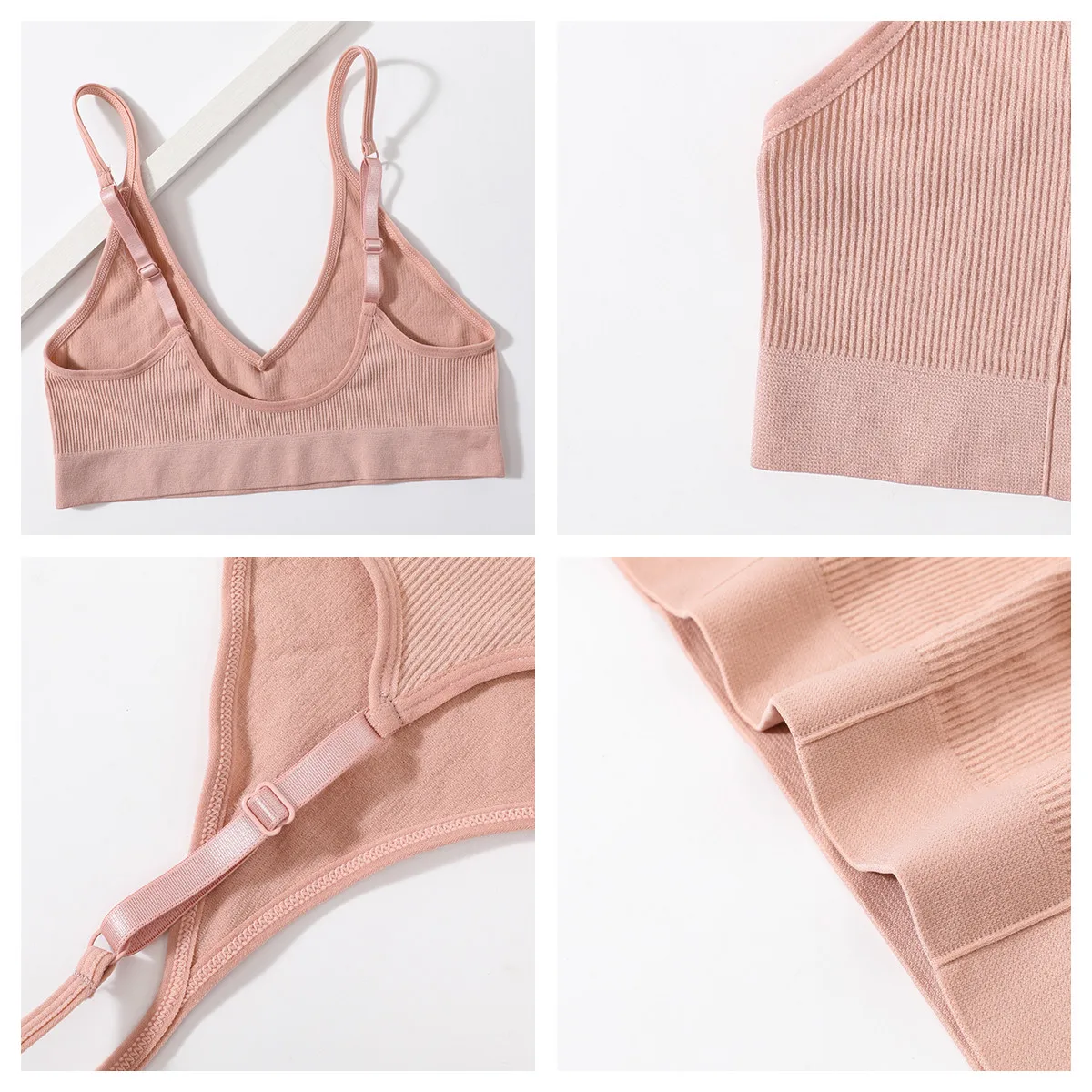 Women Seamless Bra And Panties Set U-Shape Back Crop Top Low Rise Thong Comfort Bralette Female Underwear Sexy Lingerie Set