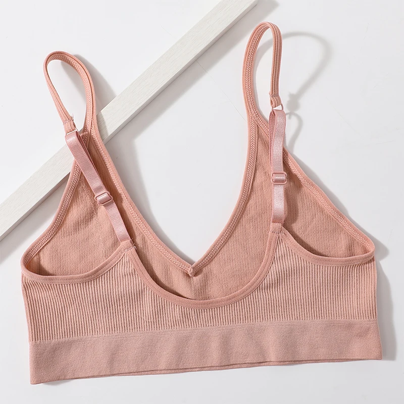 Women Seamless Bra And Panties Set U-Shape Back Crop Top Low Rise Thong Comfort Bralette Female Underwear Sexy Lingerie Set