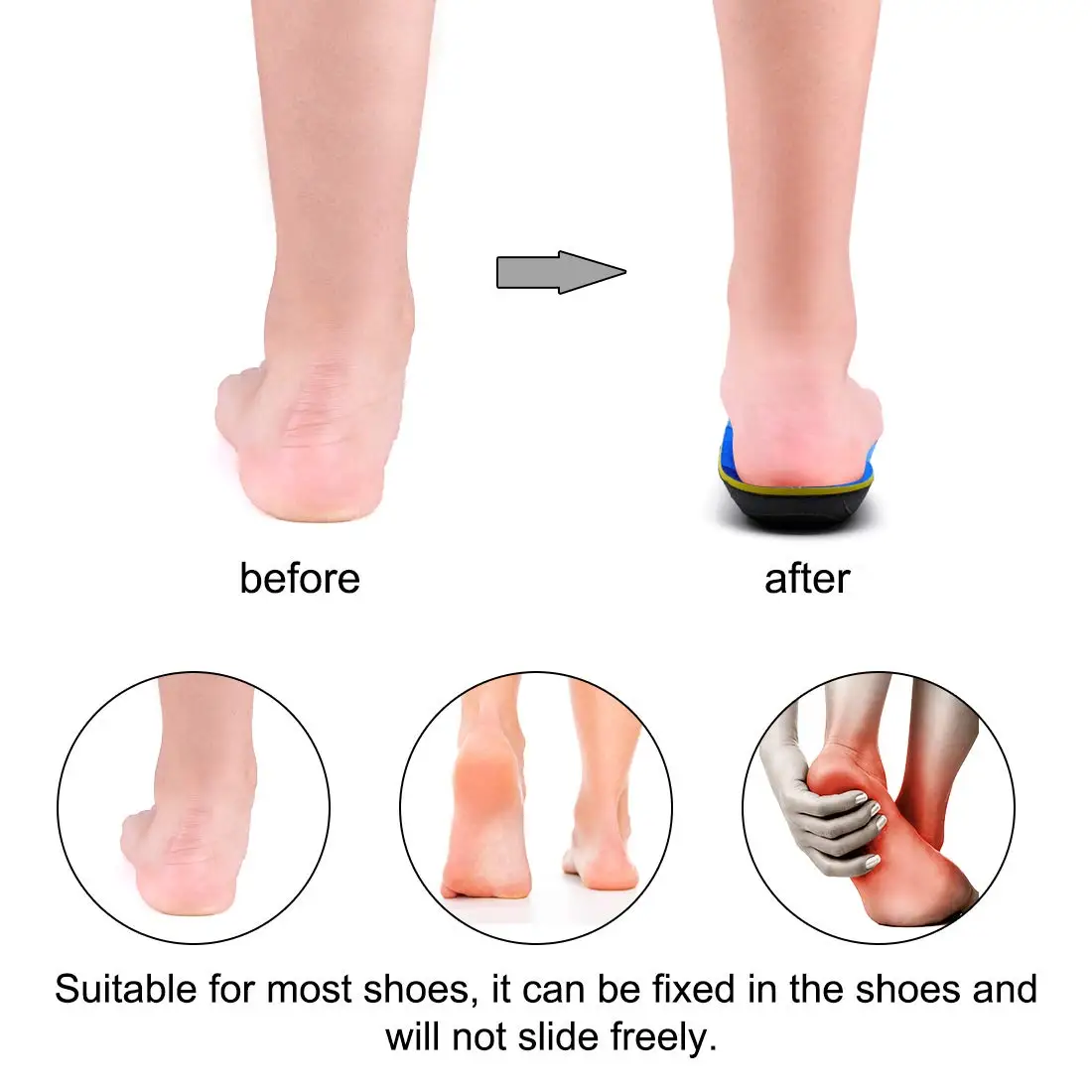 IFITNA Flat Feet Orthopedic Insoles Arch Support Template Plantar Fasciitis Orthotics Heel Pain Inserts Boots Sneaker Men Women