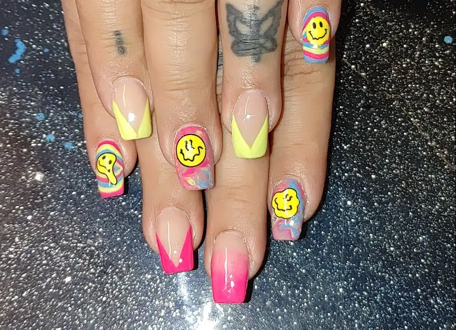 3D Yellow Smile Nail Art Stickers Nail Decals for Nails Smile Face Manicure Japanese Design DIY Cute Nail Decals Accessories
