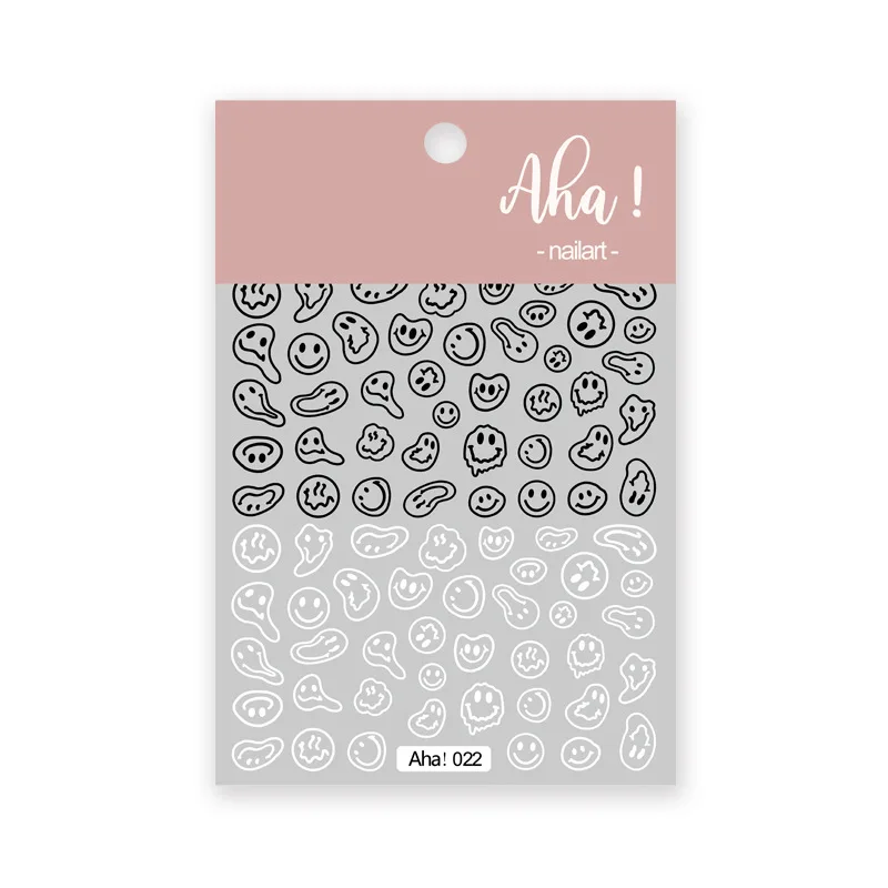 3D Yellow Smile Nail Art Stickers Nail Decals for Nails Smile Face Manicure Japanese Design DIY Cute Nail Decals Accessories