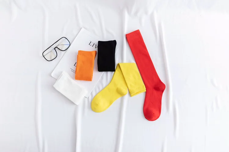 New Japanese solid color calf socks Hyuna candy color Korean student long tube women's socks