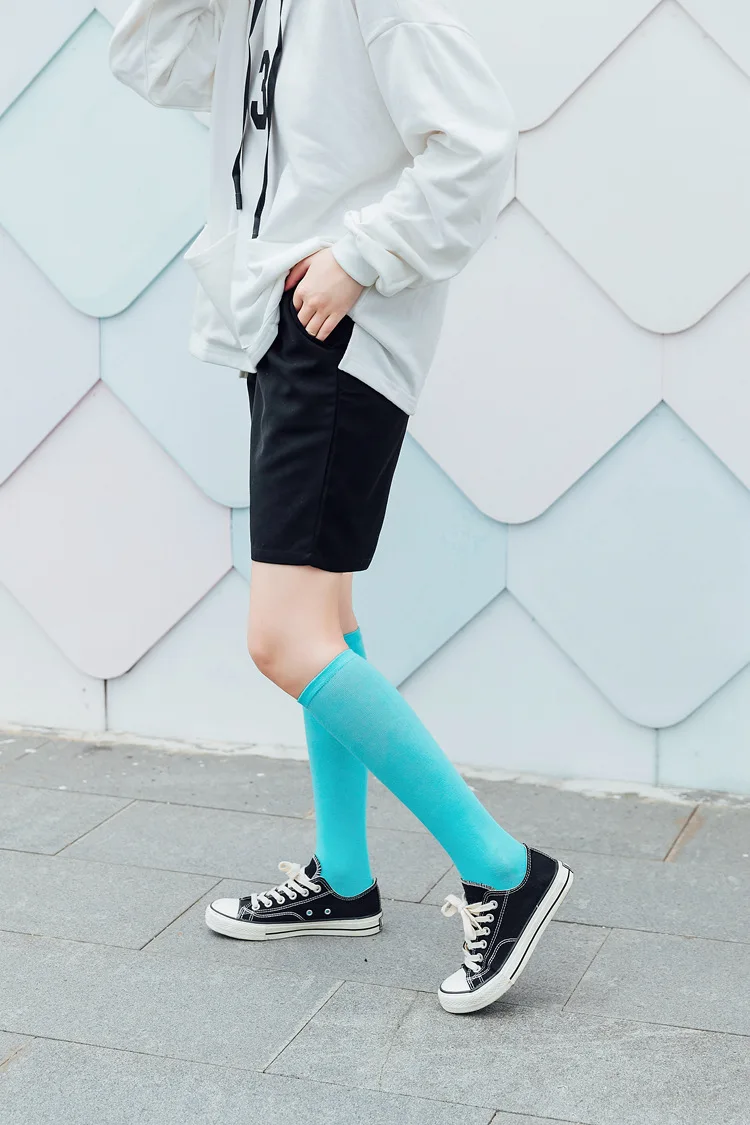 New Japanese solid color calf socks Hyuna candy color Korean student long tube women's socks