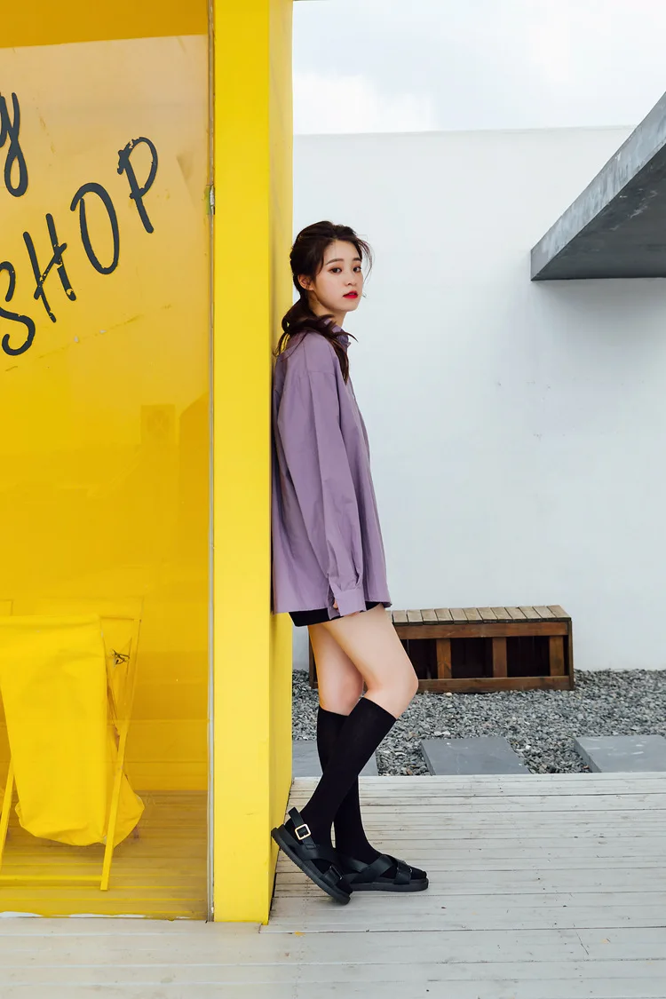 New Japanese solid color calf socks Hyuna candy color Korean student long tube women's socks