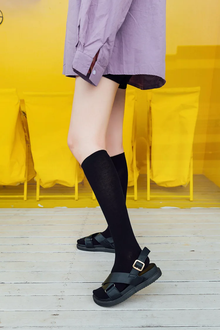 New Japanese solid color calf socks Hyuna candy color Korean student long tube women's socks