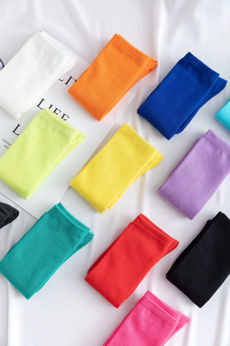 New Japanese solid color calf socks Hyuna candy color Korean student long tube women's socks