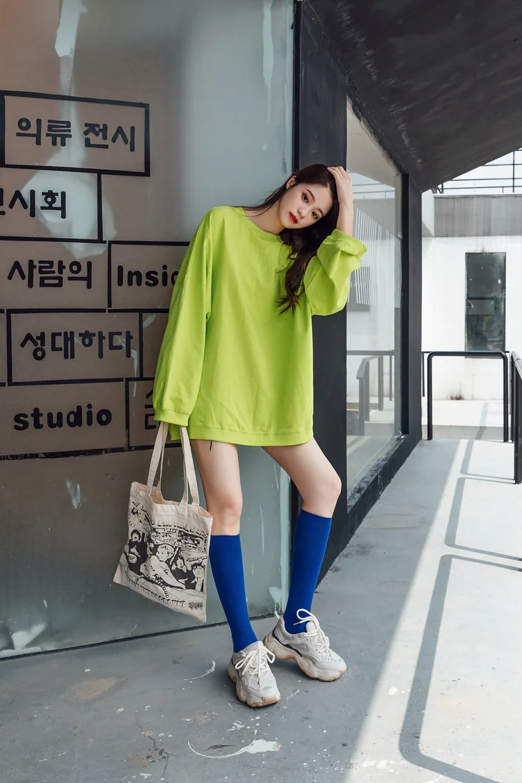 New Japanese solid color calf socks Hyuna candy color Korean student long tube women's socks
