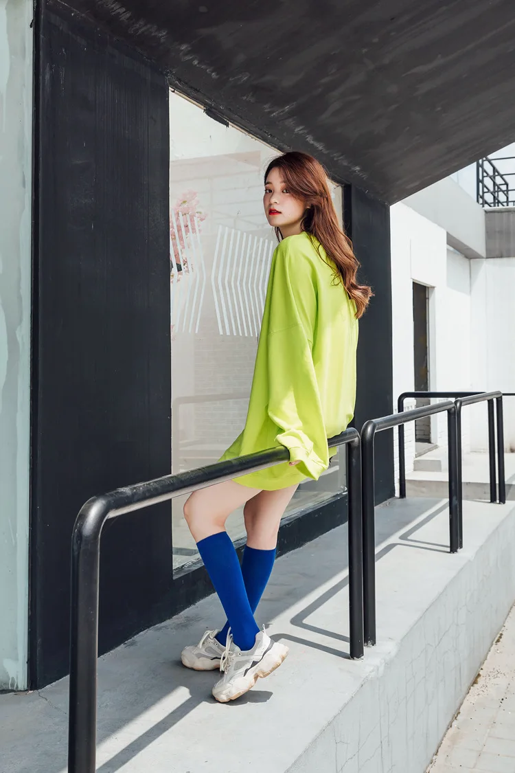 New Japanese solid color calf socks Hyuna candy color Korean student long tube women's socks