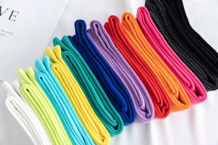 New Japanese solid color calf socks Hyuna candy color Korean student long tube women's socks