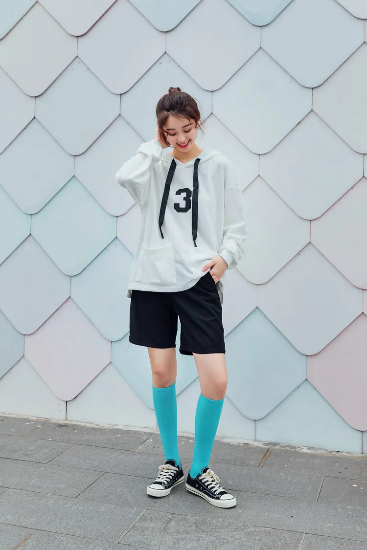 New Japanese solid color calf socks Hyuna candy color Korean student long tube women's socks