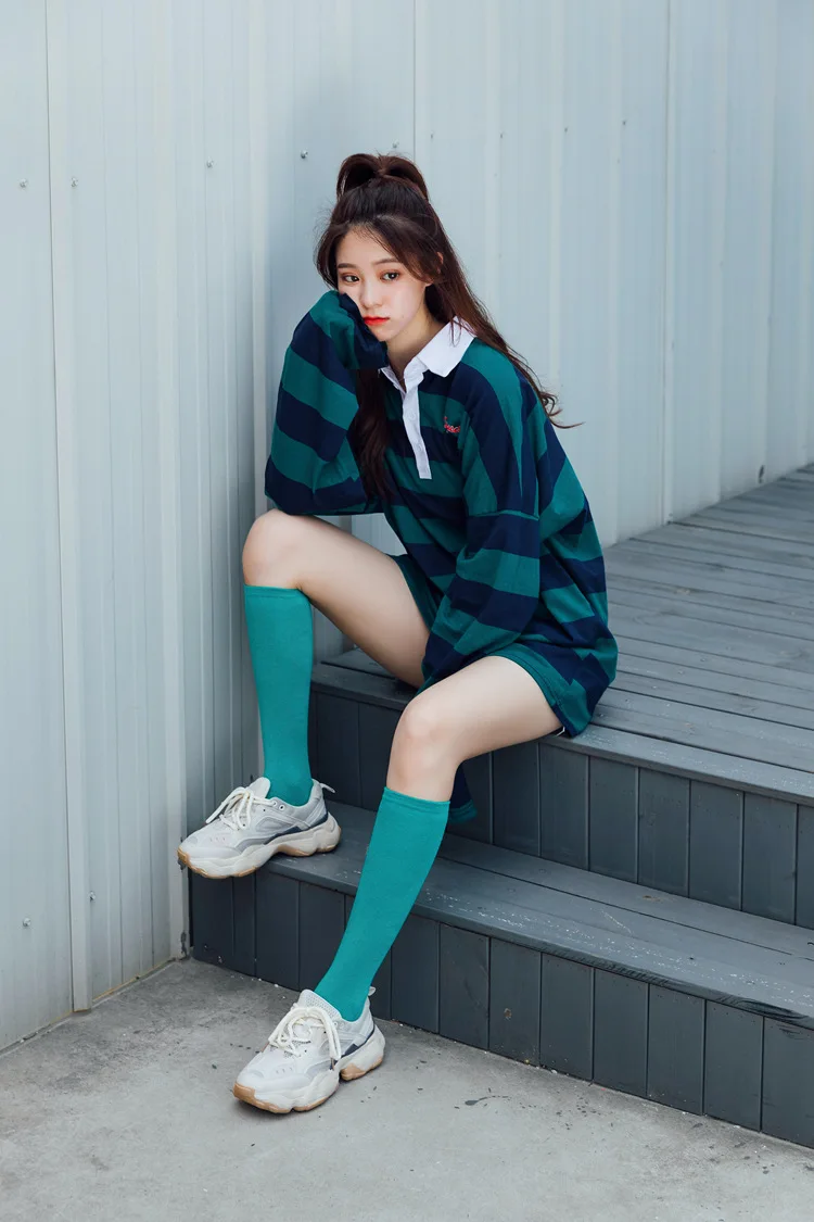 New Japanese solid color calf socks Hyuna candy color Korean student long tube women's socks