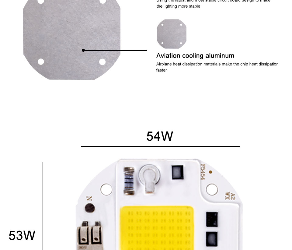 Welding Free 100W 70W 50W High Power COB LED Chip for Spotlight Floodlight 220V 110V Integrated Light Beads Aluminum White Warm
