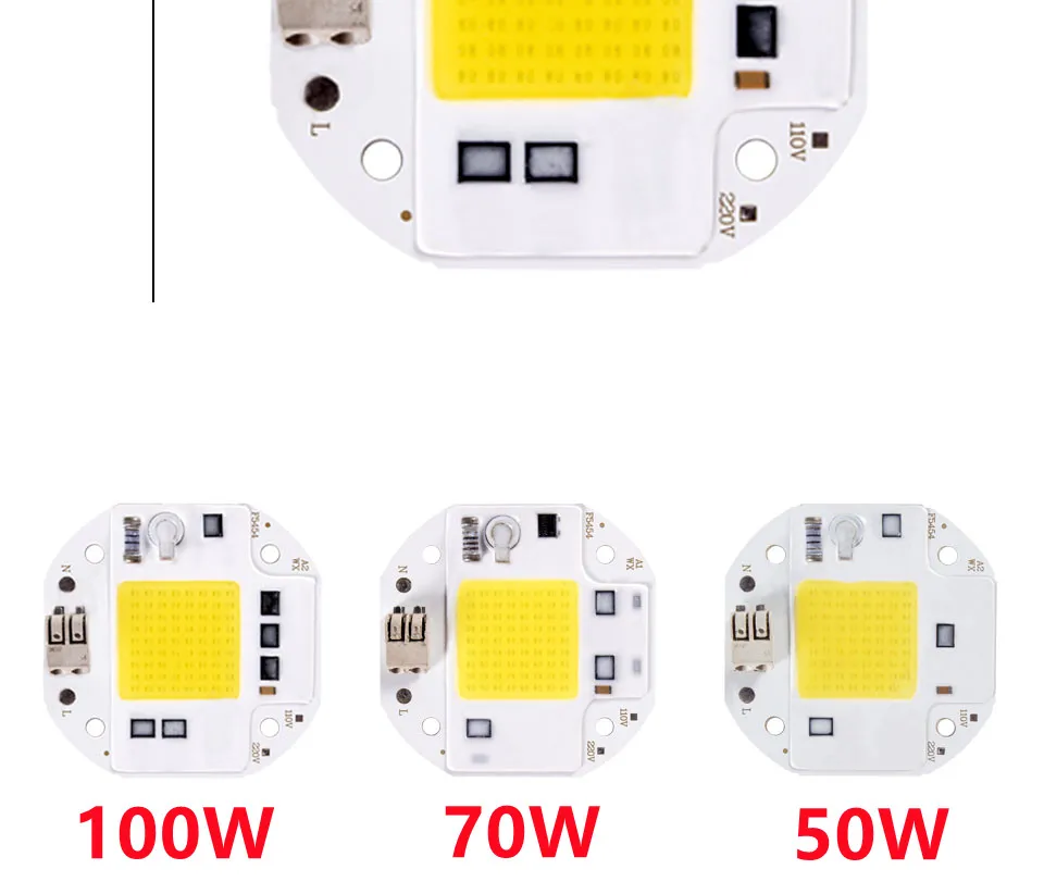 Welding Free 100W 70W 50W High Power COB LED Chip for Spotlight Floodlight 220V 110V Integrated Light Beads Aluminum White Warm
