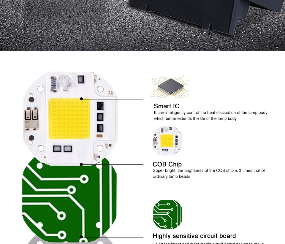 Welding Free 100W 70W 50W High Power COB LED Chip for Spotlight Floodlight 220V 110V Integrated Light Beads Aluminum White Warm