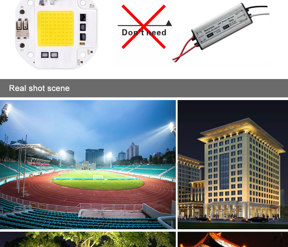 Welding Free 100W 70W 50W High Power COB LED Chip for Spotlight Floodlight 220V 110V Integrated Light Beads Aluminum White Warm