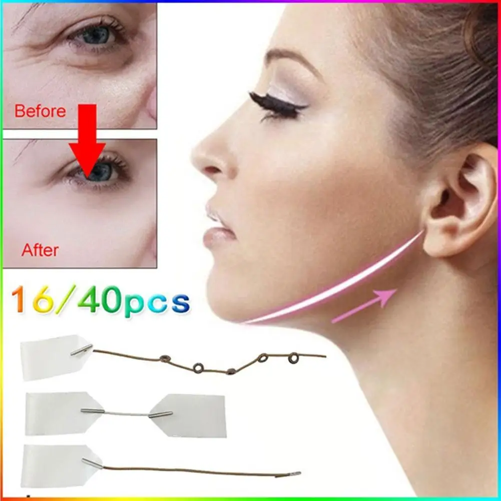 40Pcs/Set Instant Invisible Face Stickers Neck Eye Double Chin Lift V-Shape Refill Tapes Thin Makeup Facelifting Patch Adhesives
