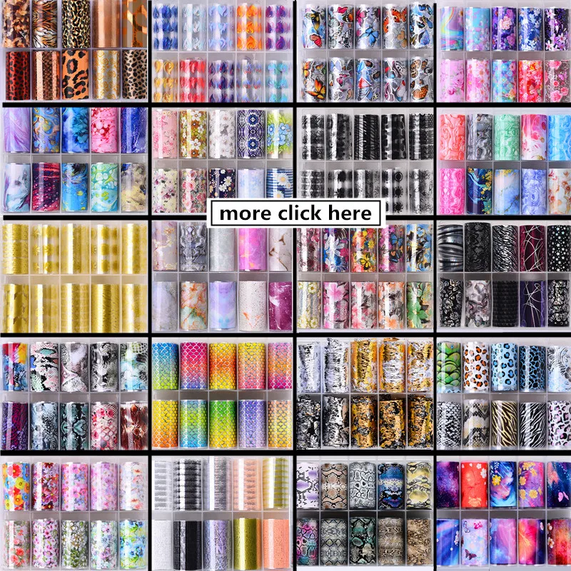 New Flower Nail Foils for Transfer Paper Stickers Floral Adhesive Fruit Nails Wraps Fish DIY Water Marble Nail Art Decorations