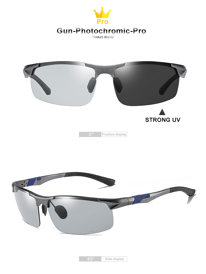 CLLOIO Aluminum Photochromic Sunglasses Men Polarized Day Night Driving Chameleon Glasses Anti-Glare Change Color Sun Glasses UV