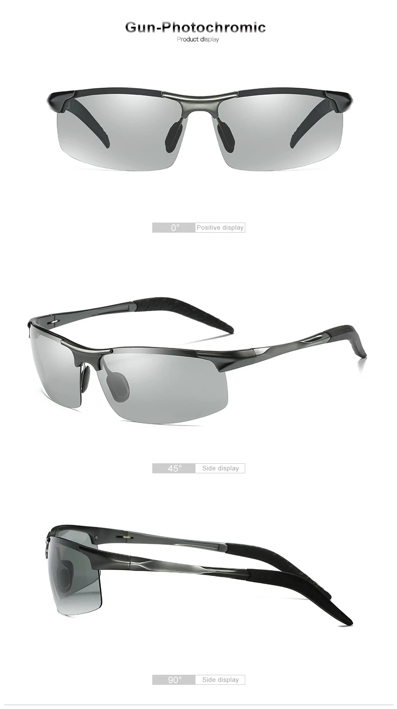 CLLOIO Aluminum Photochromic Sunglasses Men Polarized Day Night Driving Chameleon Glasses Anti-Glare Change Color Sun Glasses UV