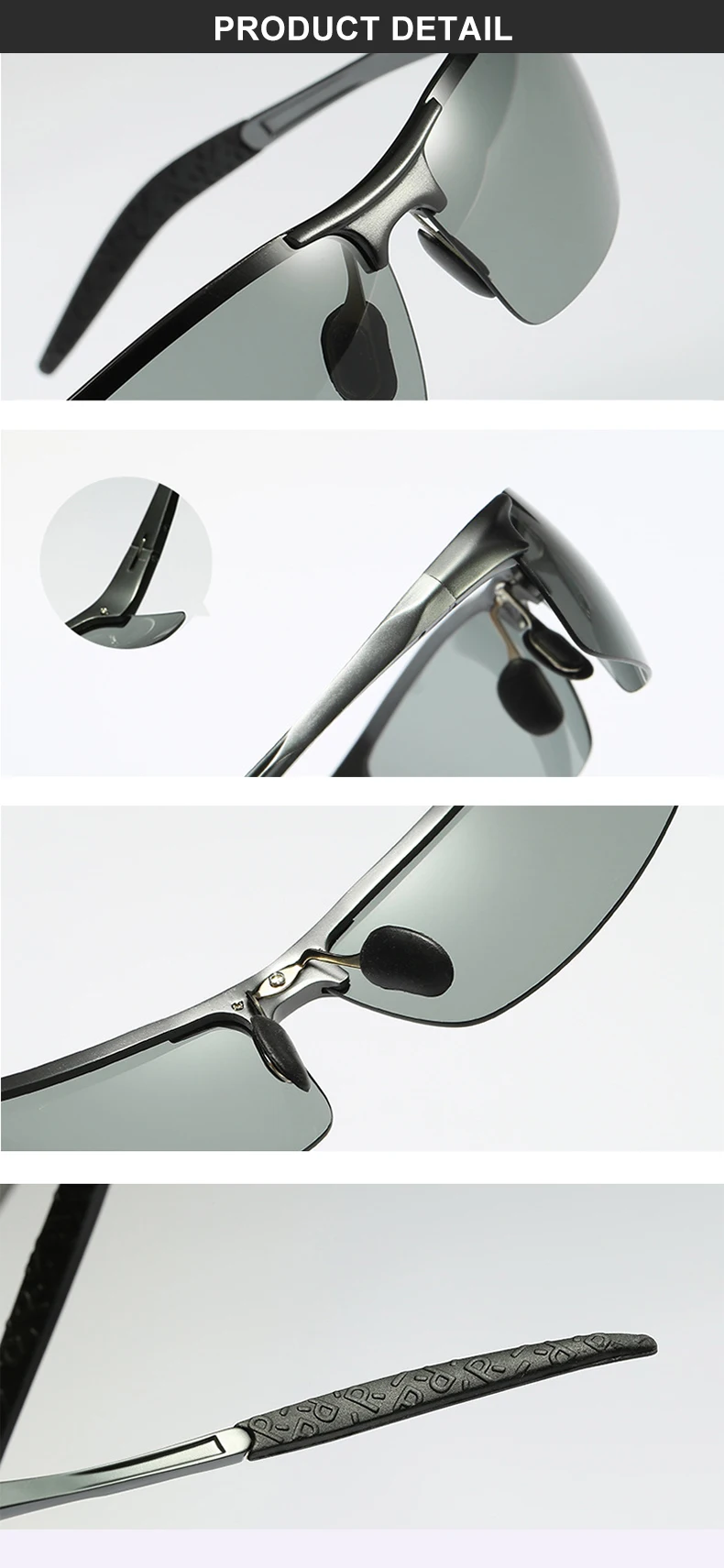 CLLOIO Aluminum Photochromic Sunglasses Men Polarized Day Night Driving Chameleon Glasses Anti-Glare Change Color Sun Glasses UV