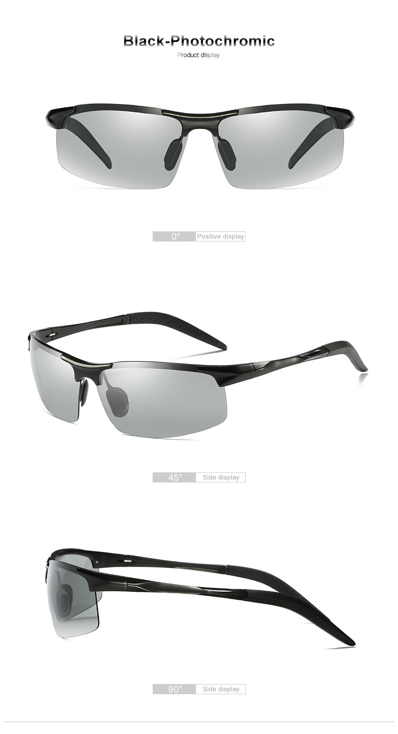 CLLOIO Aluminum Photochromic Sunglasses Men Polarized Day Night Driving Chameleon Glasses Anti-Glare Change Color Sun Glasses UV