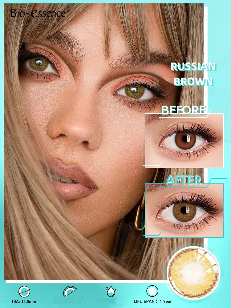 Bio-essence 1 Pair Colored Contact Lenses for Eyes Russian Girl Blue Lenses Monet Green Eye Lenses Violet Lenses Fashion Lenses